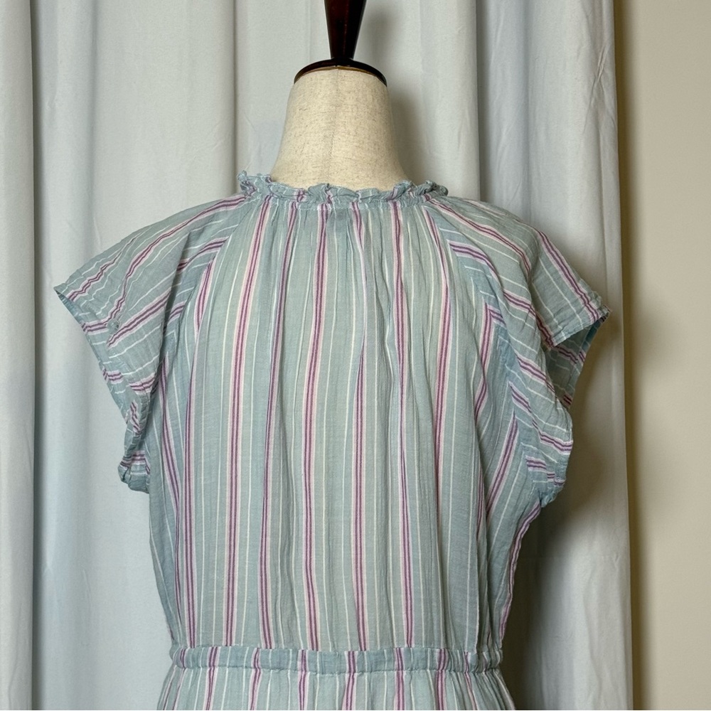 Rails Juni Placid Stripe Midi Dress Tiered Cotton Blue Pink Small - Picture 11 of 16
